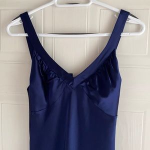 Satin navy floor length gown